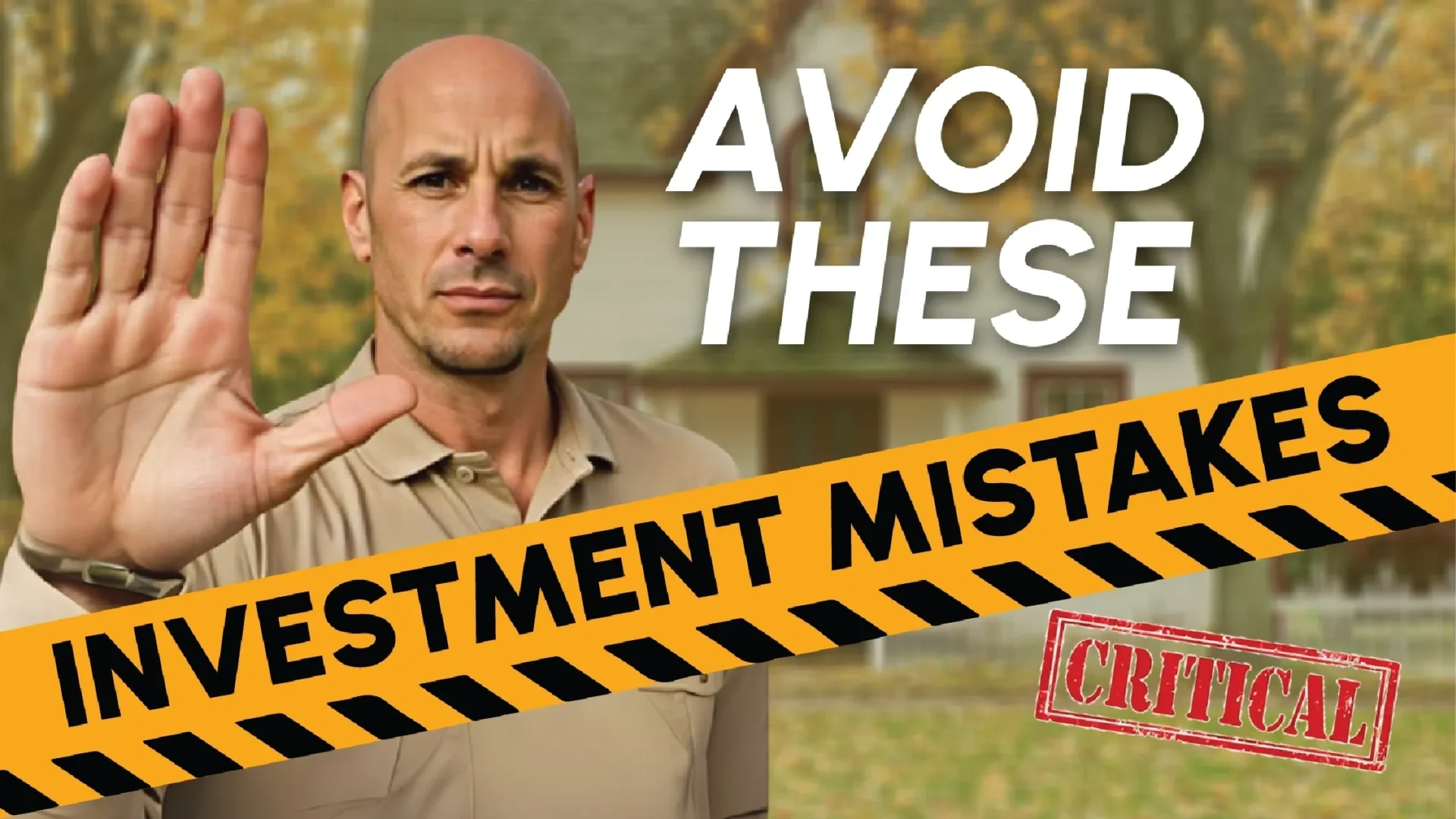 Man warning about investment mistakes, critical sign.