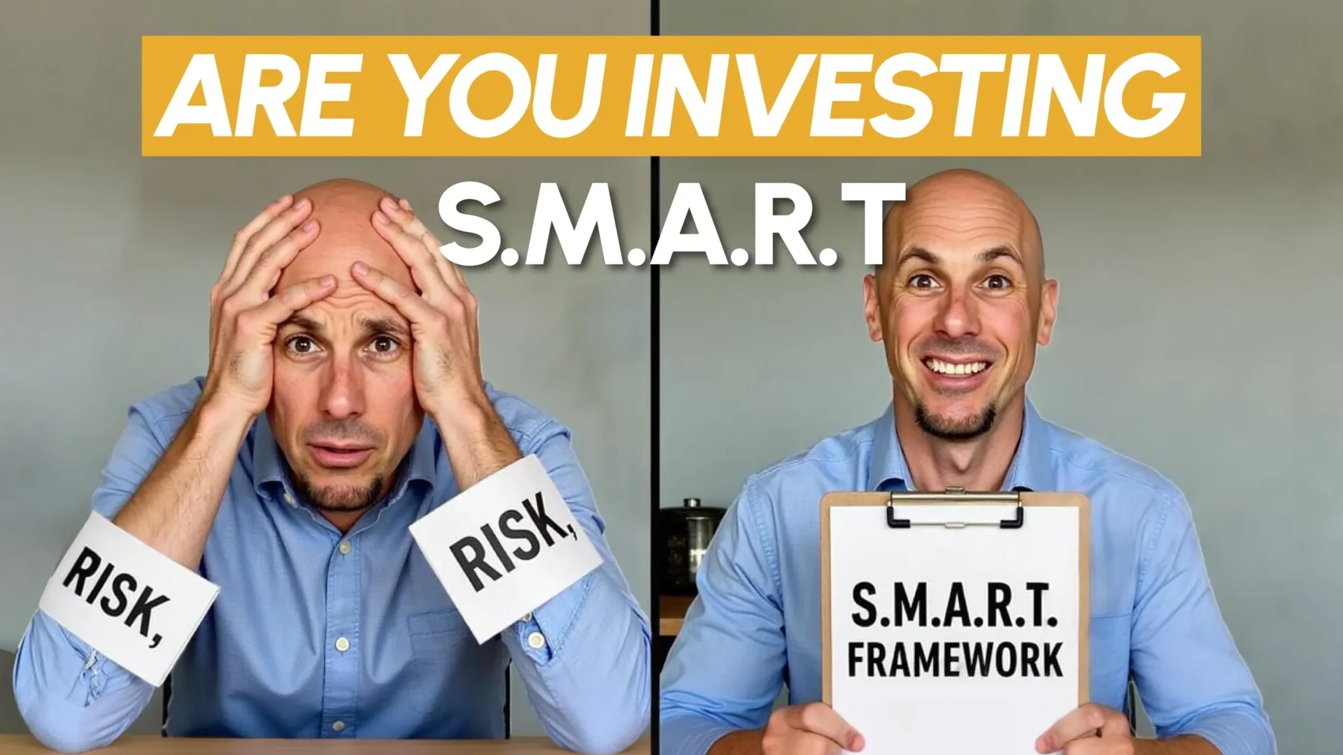 Two men contrasting risk and S.M.A.R.T. investing.